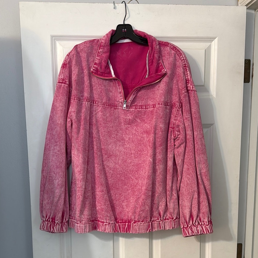 Pink Quarter-Zip Pullover